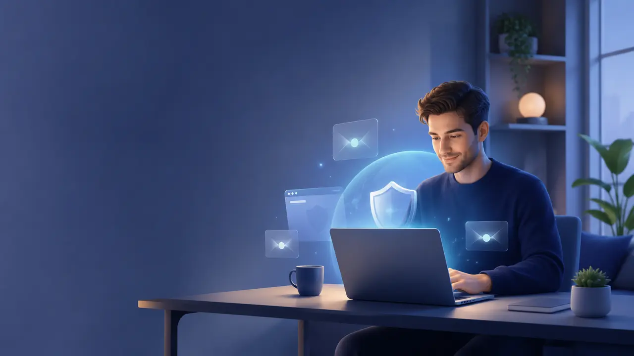 Illustration of privacy protection on a laptop
