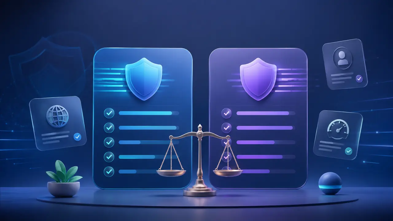 Illustration of two VPN options being compared side by side