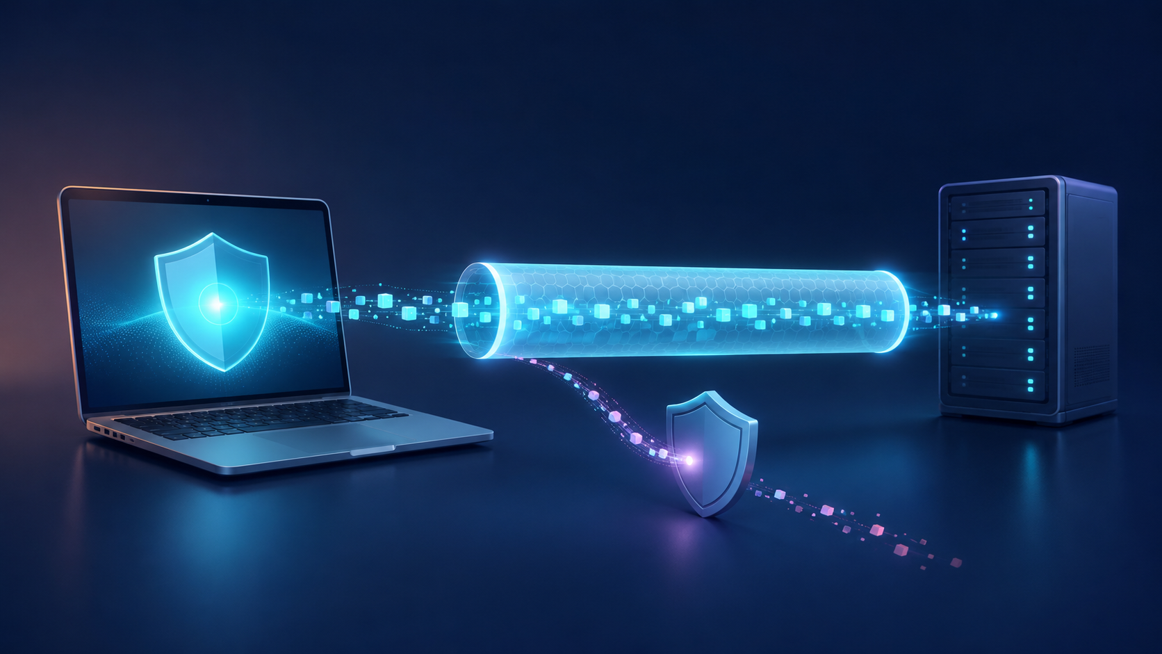 Illustration of checking DNS traffic through a secure tunnel