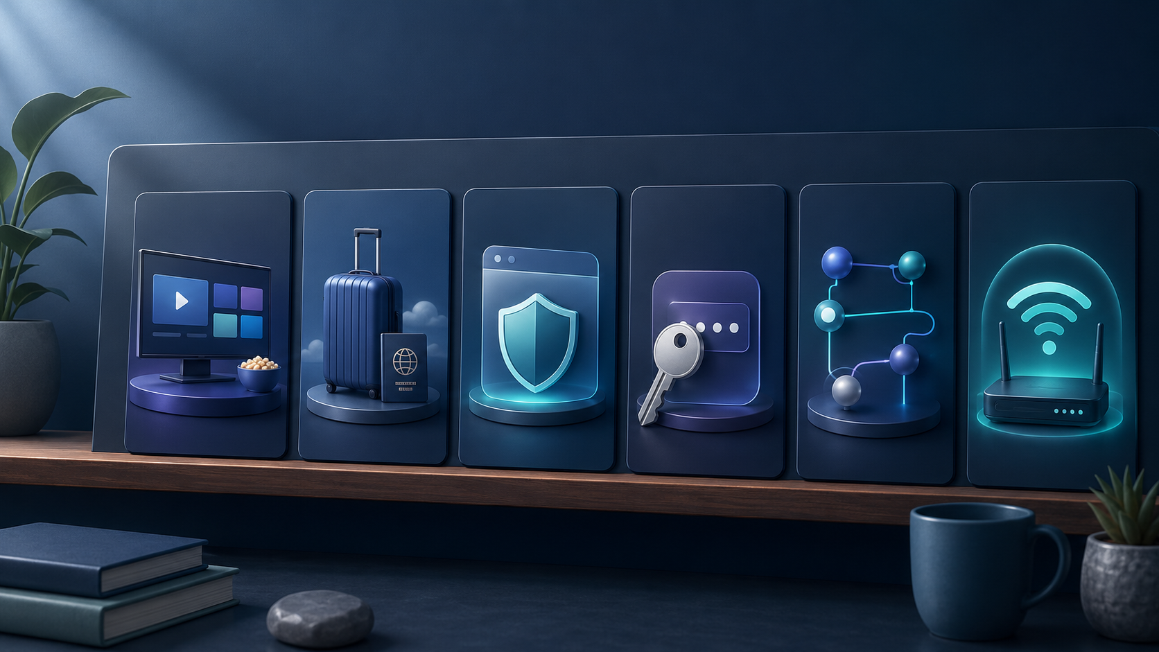Illustration of a privacy guides library